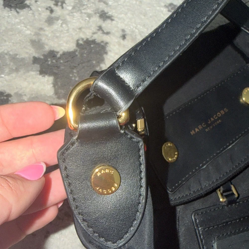Marc Jacobs Black and Gold Crossbody Nylon Bag